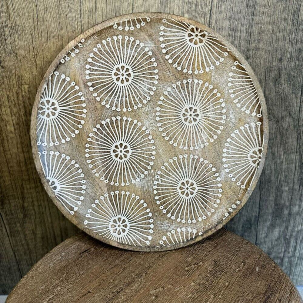 Rustic Candle Plate Mango Wood Plate Home Decor NEW FAST SHIP